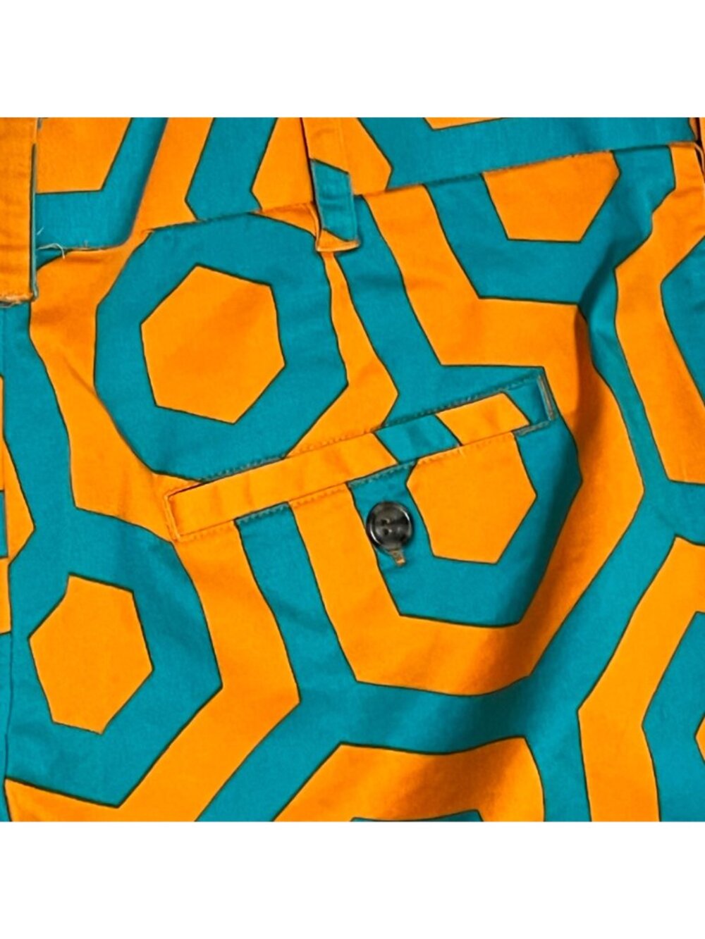 Loudmouth Golf South Beach Patterned Pants 42x34 Orange Teal Hexagon Design Mens - Picture 6 of 7